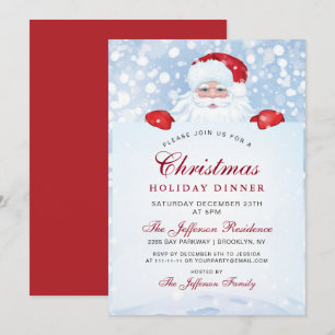 Invitation Dîner de vacances de Noël vintage rétro Père Noël