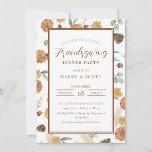 Invitation Dîner Élégant d'Action de Grâce Friendsgiving d'Au