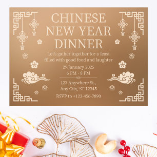Invitation Dîner élégant de bronze pour le Nouvel An chinois