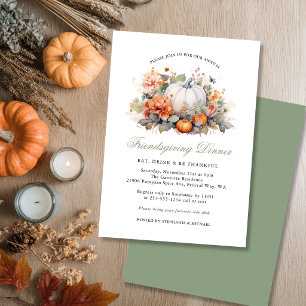 Invitation Dîner Élégant de Friendsgiving avec des Citrouille