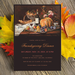 Invitation Dîner Élégant de Friendsgiving Vintage Citrouille 