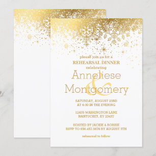 Invitation Dîner élégant de répétition de flocon de neige de