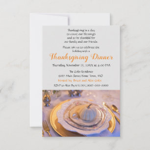 Invitation Dîner élégant de Thanksgiving