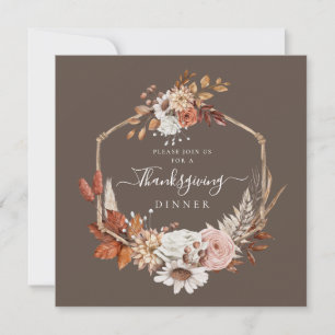 Invitation Dîner élégant de Thanksgiving à la florale d'autom