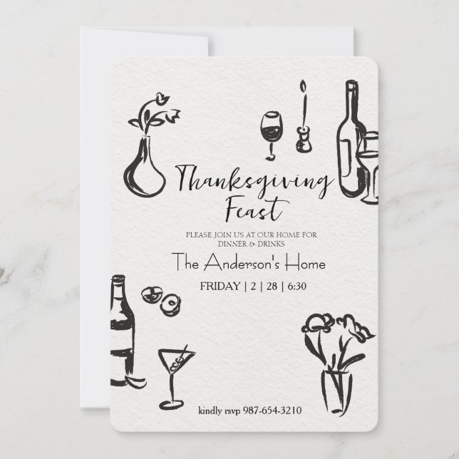 Invitation Dîner élégant de Thanksgiving rustique (Devant)