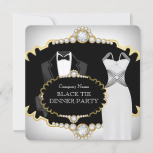 Invitation Dîner en smoking corporatif en or blanc