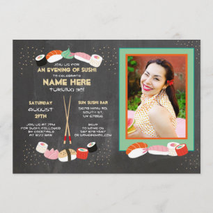 Invitation Dîner en sushi Photo du bar de la fête d'anniversa