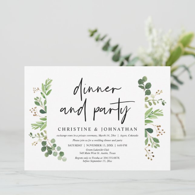 Invitation Dîner et célébration de fête de mariage en fuite (Debout devant)