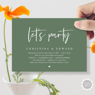 Invitation Dîner et danse mariage Elopement, Faisons la fête