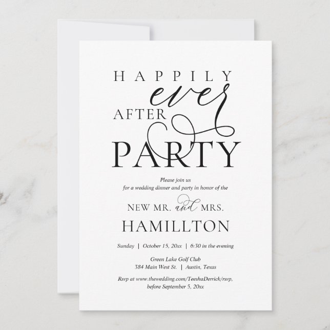 Invitation Dîner et fête de mariage après le bonheur éternel (Devant)