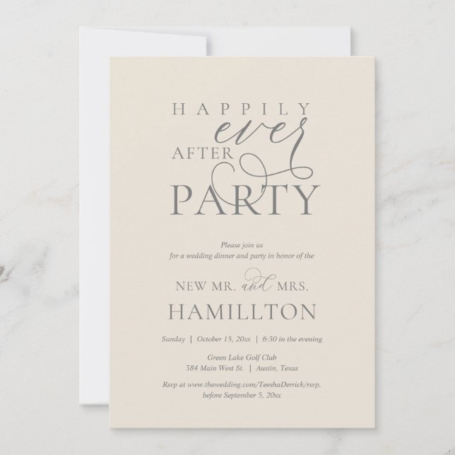 Invitation Dîner et fête de mariage après le jour J (Devant)