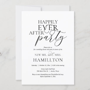 Invitation Dîner et fête de mariage heureux à tout jamais