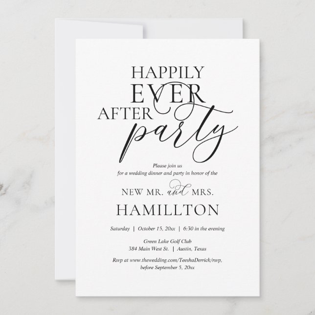 Invitation Dîner et soirée de mariage pour vivre heureux pour (Devant)