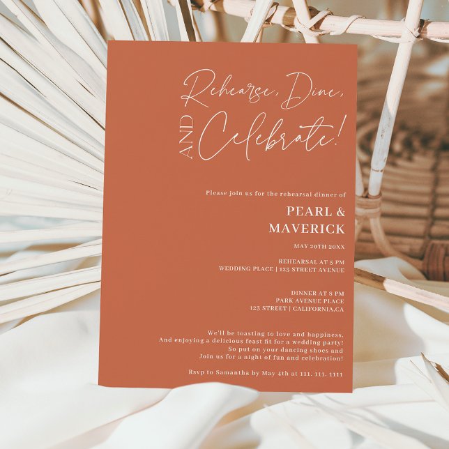 Invitation Diner fêter le dîner de la répétition du mariage b (Créateur téléchargé)