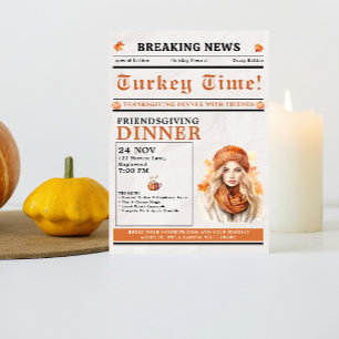 Invitation Dîner Friendsgiving de la fête de Thanksgiving d'a