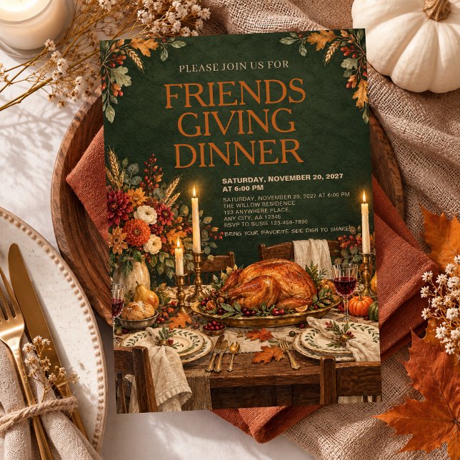 Invitation Dîner Friendsgiving Potluck de Thanksgiving (Créateur téléchargé)