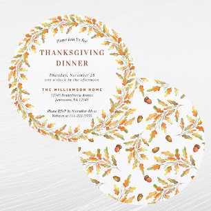 Invitation Dîner Graphique Orange Feuille Thanksgiving
