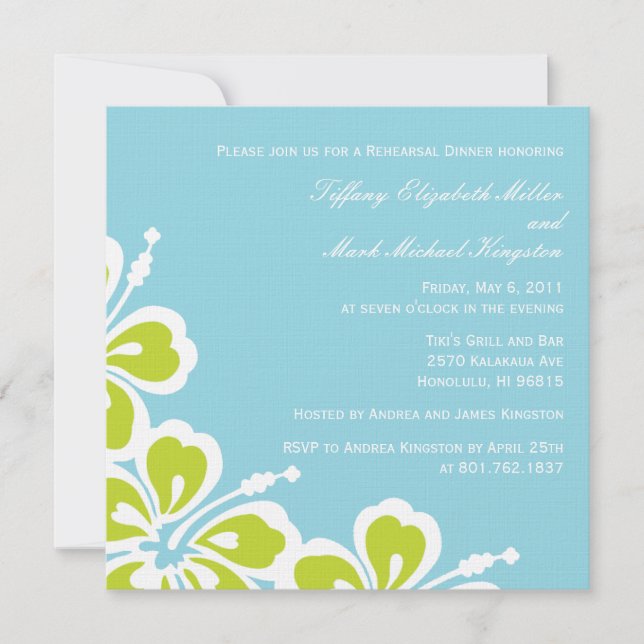 Invitation Dîner Hibiscus Dîner De Plaisir/Répétition Invitat (Devant)