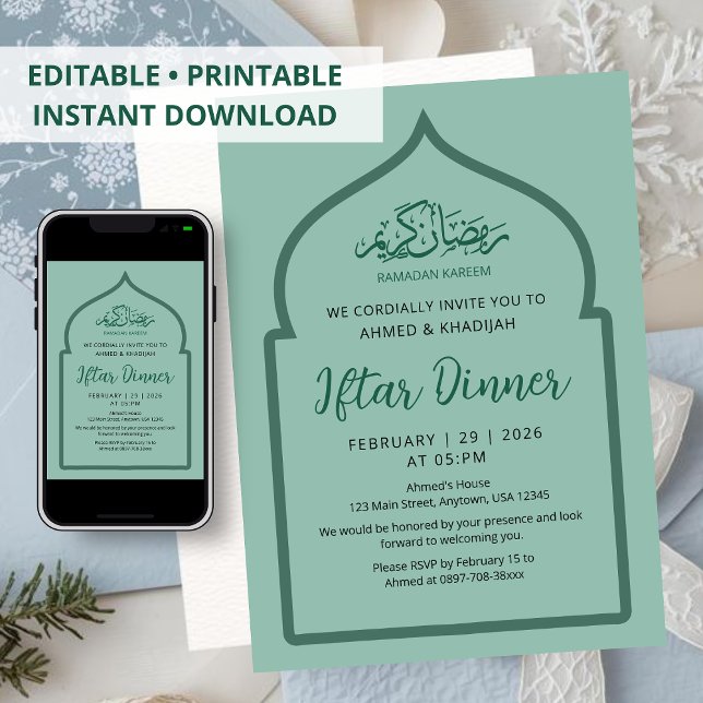 Invitation Dîner Iftar de l'arche de la mosquée verte traditi (Créateur téléchargé)