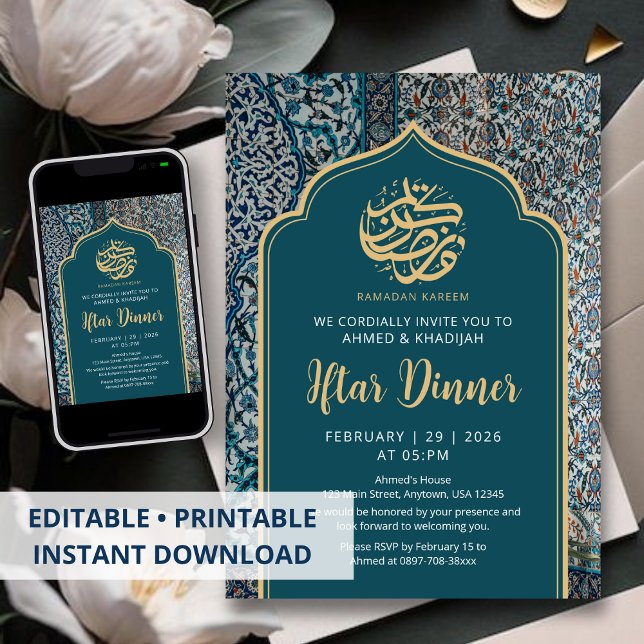 Invitation Dîner Iftar de mosaïque turque traditionnelle (Créateur téléchargé)