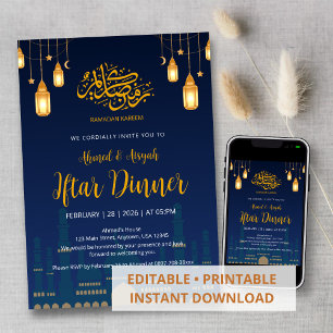 Invitation Dîner Iftar Mosquée Silhouette Ciel Nocturne