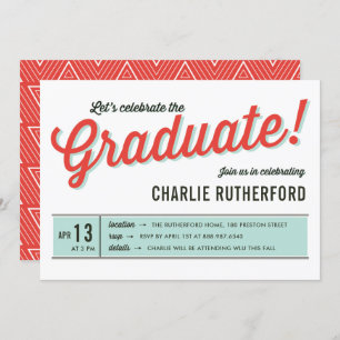 Invitation Diner Inspiré Retro Typography Graduation Party