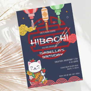 Invitation Dîner japonais Hibachi Fête Anniversaire Invitatio