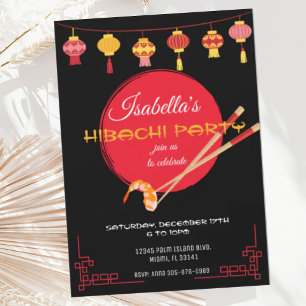 Invitation Dîner japonais Hibachi Fête Anniversaire Invitatio