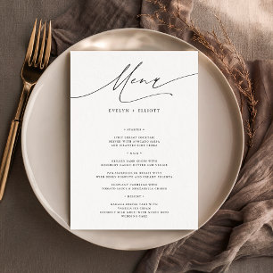 Invitation Dîner Mariage simple 5 x 7 pouces Modèle de menu
