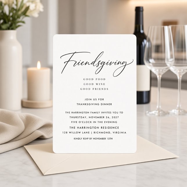 Invitation Dîner minimal de Friendsgiving (Créateur téléchargé)
