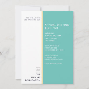 Invitation Dîner minimaliste moderne Aqua et Gold Business