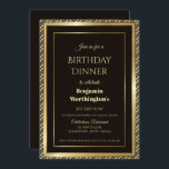 Invitation Dîner moderne Black and Gold 21st Birthday<br><div class="desc">Une invitation à dîner moderne de 21e anniversaire avec une bordure d'or dans un cadre doré en diagonale rayé sur un arrière - plan noir.</div>