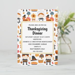 Invitation Dîner Motif de récolte de pèlerins de Thanksgiving