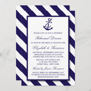 Invitation Dîner nautique de répétition d'Ancre de bleu
