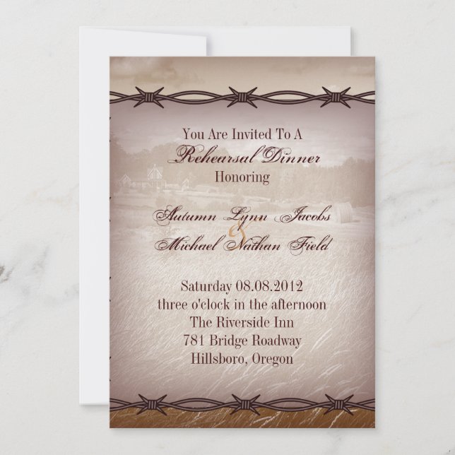 Invitation dîner occidental de répétition de mariage de (Devant)