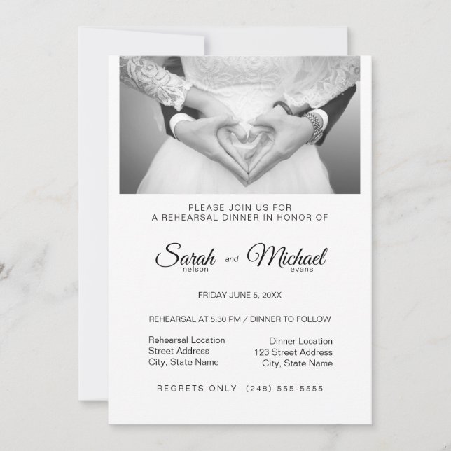 Invitation Dîner photo traditionnel élégant (Devant)