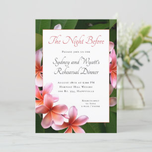 Invitation Diner Pink Plumeria Wedding Rehearsal