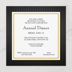 Invitation Dîner professionnel Black & Gold