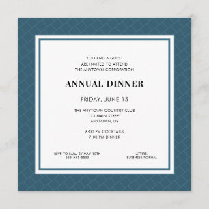 Invitation Dîner professionnel   Géométrique bleue