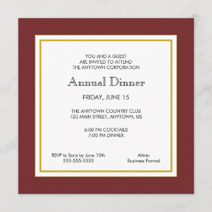 Invitation Dîner professionnel Maroon & Gold Business