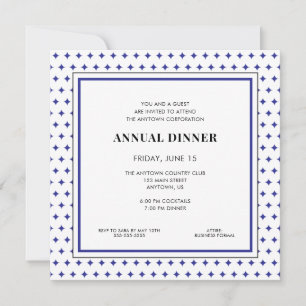Invitation Dîner professionnel Motif Diamant bleu