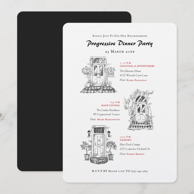 Invitation Dîner Progressif aux Portes Avant Anglaises (Devant / Derrière)
