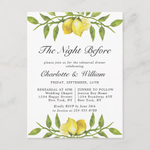 Invitation DÎNER REHEARSAL Lemon Green