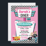 Invitation Diner Retro 1950 fêtes d'anniversaire Sock Hop Des<br><div class="desc">Fêtez votre prochain anniversaire spécial dans le thème intemporel du dîner des années 1950. Ne cherchez pas plus loin que ce rose, turquoise avec motif à carreaux et un hamburger, soda et frites (ou remplacez-le par la boîte à juke dans l'option "Cliquez pour customiser plus loin"). Voir mes autres annonces...</div>