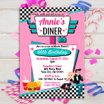 Invitation Diner Retro 1950 fêtes d'anniversaire Sock Hop Des<br><div class="desc">Fêtez votre prochain anniversaire spécial dans le thème intemporel du dîner des années 1950. Ne cherchez pas plus loin que ce rose, turquoise avec motif à carreaux et un hamburger, soda et frites (ou remplacez-le par la boîte à juke dans l'option "Cliquez pour customiser plus loin"). Voir mes autres annonces...</div>