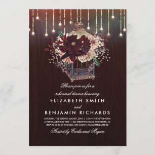 Invitation Dîner rustique de répétition de lanterne florale