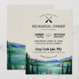 Invitation Dîner Rustique De Répétition Mariage Lakeside