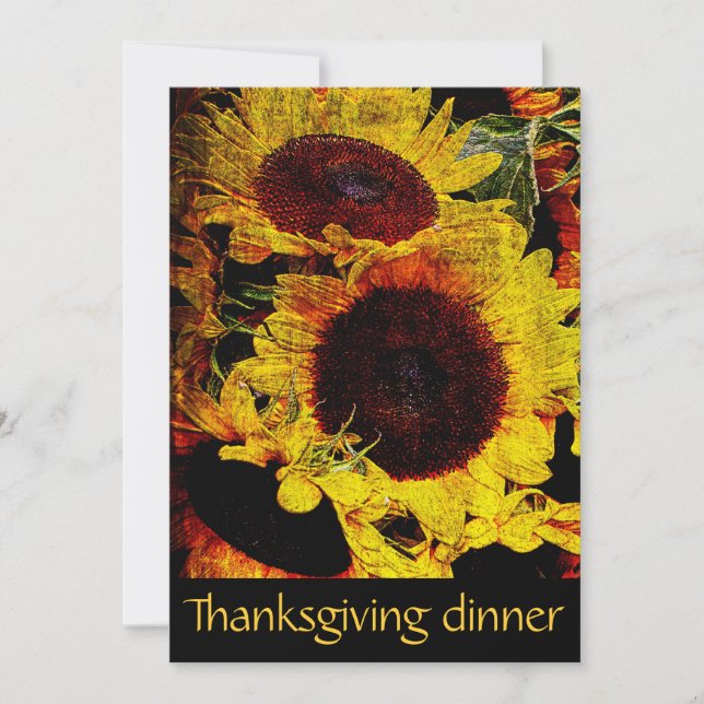 Invitation dîner rustique de thanksgiving de tournesols (Devant)