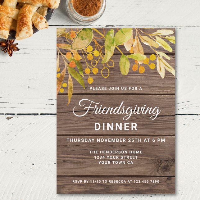Invitation Dîner rustique en bois de Barnwood Friendsgiving (Créateur téléchargé)