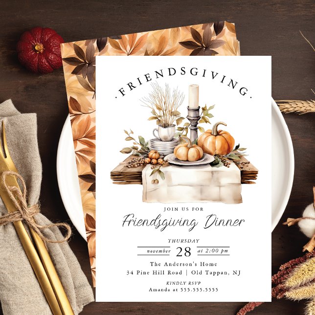 Invitation dîner rustique Friendsgiving (Créateur téléchargé)